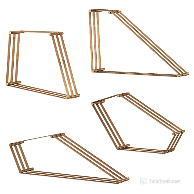 Modern Metal Wall Cabinets With Geometric Frame Structure For Home Decor 3d model 