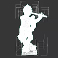 Male Figure Statue Playing Flute With Detailed Clothing And Base Design