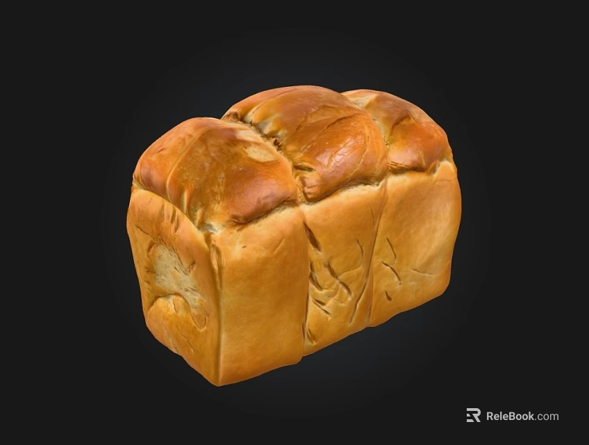 Freshly Baked Golden Crust Bread Loaf With Soft Fluffy Interior Texture 3d model