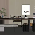 tea table and chair 3d model
