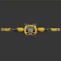 Yellow Mechanical Robot Character With Extended Arms Metallic Armor Shiny Surface And Detailed Joints