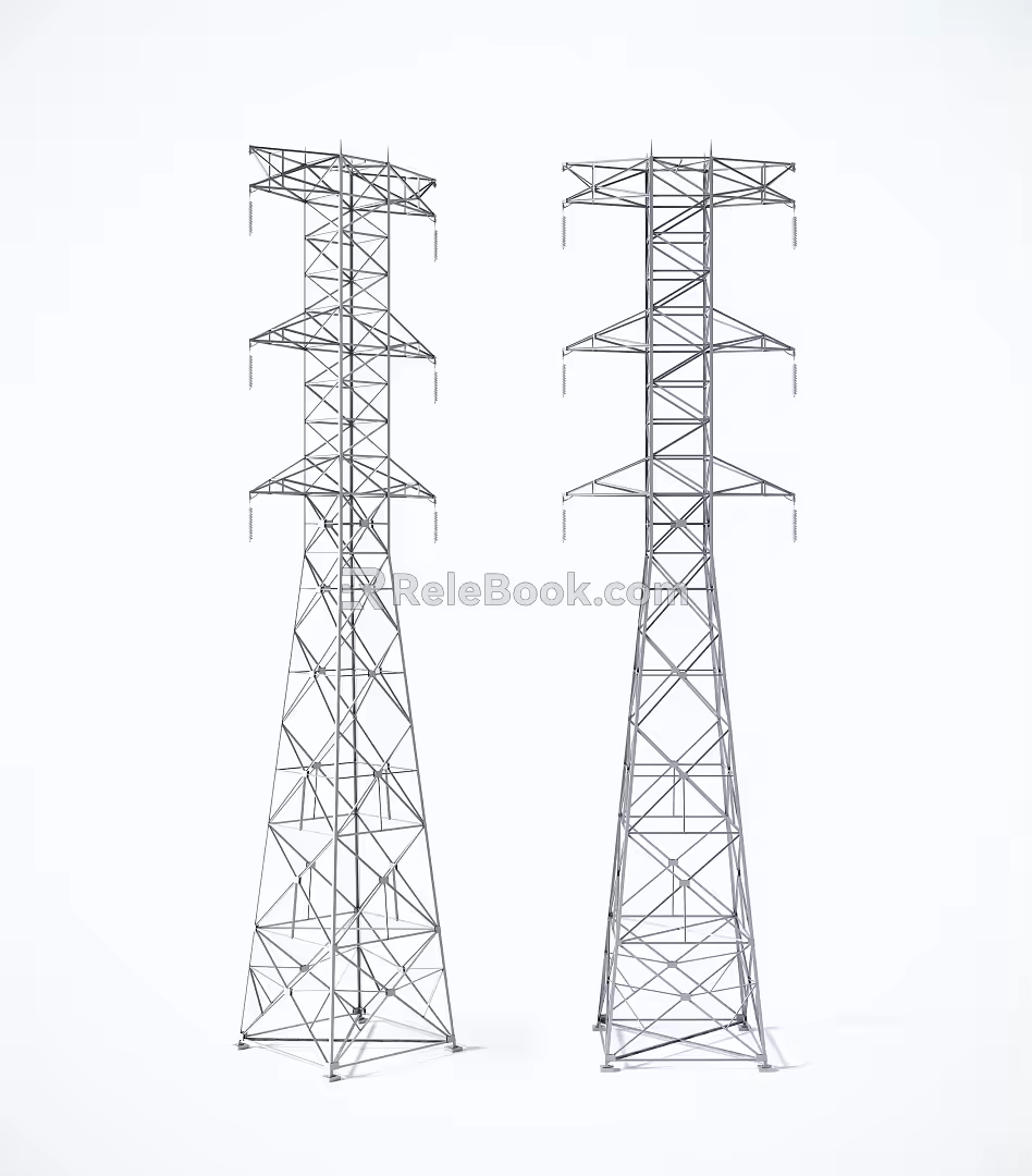 Modern high-voltage line tower outdoor high-voltage line tower 3d model