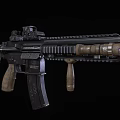 Modern Tactical Rifle With Black Brown Finish Optical Sight Tactical Rail Grip And Barrel