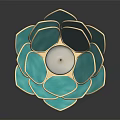 Elegant Turquoise Lotus Shaped Decorative Furniture Piece With Golden Rim Base