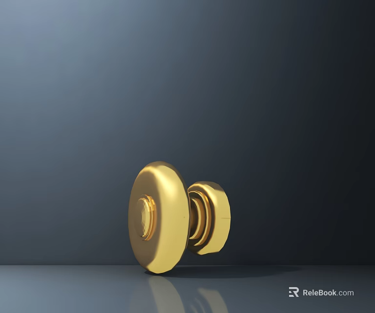 Shiny Golden Metal Door Handle with Minimalist Design on Dark Background 3d model 