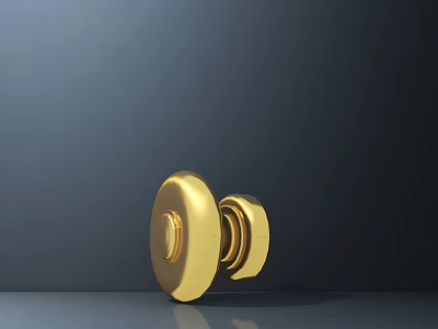 Shiny Golden Metal Door Handle with Minimalist Design on Dark Background 3d model