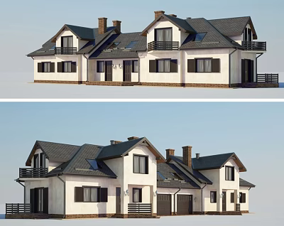 Single-family villa hotel high-end building famous hotel seaside townwalk ancient town resort new Chinese style simple European classical villa area club commercial building 3d model