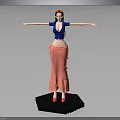 Animated Female Character In Blue Top Pink Skirt Red Headdress On Black Base Arms Outstretched