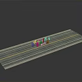Road Construction Site With Traffic Cones Workers And Asphalt Lanes