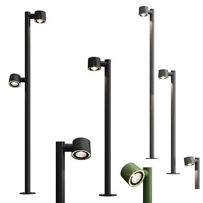 Modern Outdoor Lights With Black Green Pole Sleek Design For Garden Illumination And Various Styles 3d model