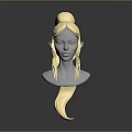 Game Movie Character 3D Model Featuring Blonde Bun Hair Braided Front and Elven Ears