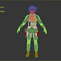 Futuristic Sci Fi Character in Tech Outfit with Helmet Red Goggles Gray Uniform Gloves and Boots