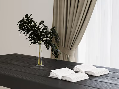 Indoor Inflatable Decorative Model With Green Plant And Open White Books 3d model