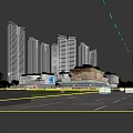 Modern High Rise Residential Buildings With Urban Landscape And Green Surroundings