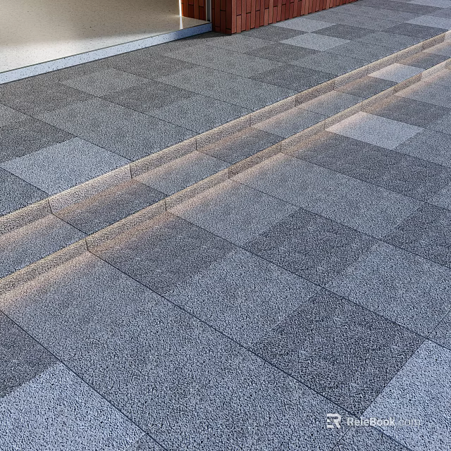 Modern Gray Interlocking Floor Tiles Ground With Steps And Sleek Design 3d model 