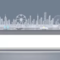 Urban Sand Table Model With City Skyscrapers Ferris Wheel And Display Stand