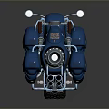 Blue Motorcycle With Unique Streamlined Body Black Seat And Blue Wheel