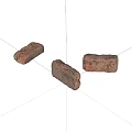 Three Red Bricks Isolated On White Background With Rough Texture