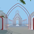 Modern Beach Online Red Beach Architecture 3d model