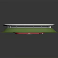 White Oval Stadium Model With Red Stands And Green Football Pitch