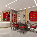 Elegant Modern Jewelry Store Interior With Glass Display Cases Red Decor And White Counter