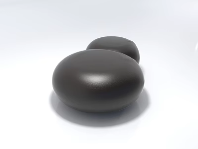 Two Black Oval Shaped Stools With Smooth Surface Against White Background 3d model
