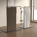 Modern Bathroom Shower Curtains Brown And Silver Vertical Striped Design With Floor Mat