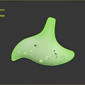 White Ceramic Ocarina Musical Instrument With Multiple Sound Holes And Shiny Reflective Surface
