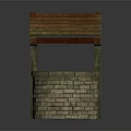 Traditional Well Structure With Stone Brick Base And Wooden Sloped Roof