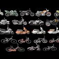 Collection of Various Vintage Modern and Classic Motorcycles in Different Colors and Styles