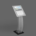 Modern Interactive Information Kiosk With Transparent Curved Stand And Touchscreen 3d model