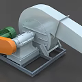 Industrial Blower Equipment with Green Motor Orange Component and White Housing Base