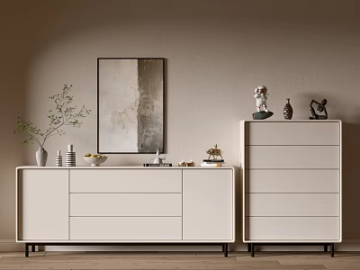 Modern Entryway Interior Design Featuring Console Table And Side Cabinet With Storage Drawers 3d model
