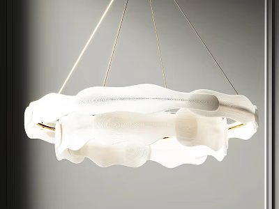 Modern White Sculptural Chandelier With Golden Suspension And Elegant Design 3d model