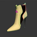 Gold And Black Ankle Boots With Pointed Toe Stiletto Heel And Spliced Design