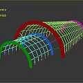 Heavy Duty Equipment With Red Arc Frames Black Mesh And Multiple Curved Structures