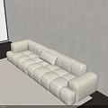 Cream Colored Large Sofa With Plush Cushions In Minimalist Living Room Interior
