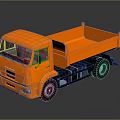 Yellow Dump Truck With Front Cab Open Cargo Bed And Detailed Exterior