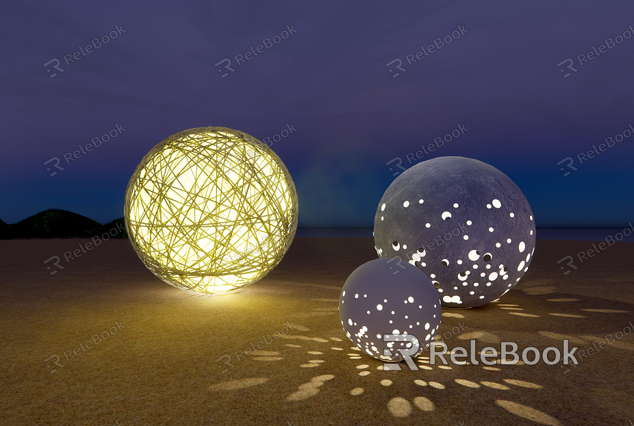 Modern Landscape Light Round Landscape Light Rattan Ball Light Moon Light Star Light Planet Light Atmosphere Light Landscape Essay model