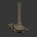 Traditional Stone Stela With Turtle Shaped Base And Intricate Carvings