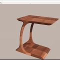 Modern Wooden Side Table With Curved Legs And Square Top Wooden Texture