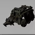 Ancient Wooden Siege Weapon With Dragon Head Decoration And Metal Wheels