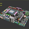 High Performance Electronic Computer Motherboard With CPU Socket Various Ports And Components 3d model