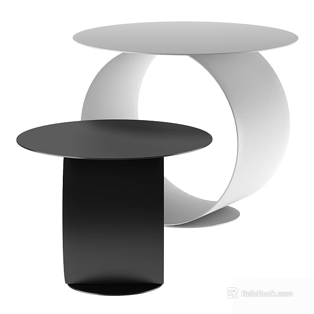 Modern Coffee Table with Dual Circular Tops and Circular Ring Base Design 3d model 