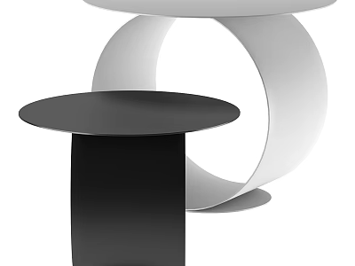 Modern Coffee Table with Dual Circular Tops and Circular Ring Base Design 3d model