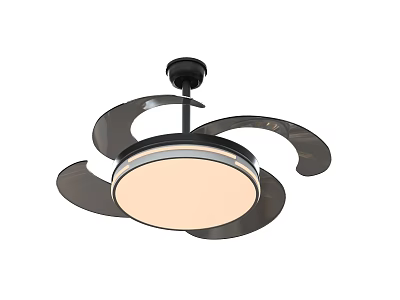 Modern Chandelier With Black Metal Frame Circular Light Panel And Curved Structures 3d model