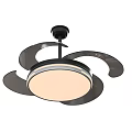 Modern Chandelier With Black Metal Frame Circular Light Panel And Curved Structures 3d model
