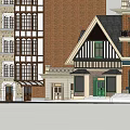 European Style Commercial Complex Featuring Multi Storey Buildings Tiled Roofs And Ground Floor Shops