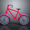 Red Bicycle With Black Seat And Stylish Wheels On Dark Background With Reflection