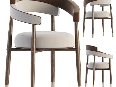 Modern Leisure Chair With Wooden Frame Curved Armrests And Light Upholstered Seat Design 3d model